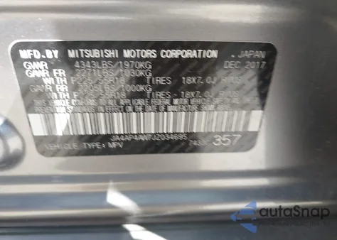 2018 Mitsubishi Outlander Sport 2.4 Sel из США, поврежденный, VIN JA4AP4AW7JZ034695